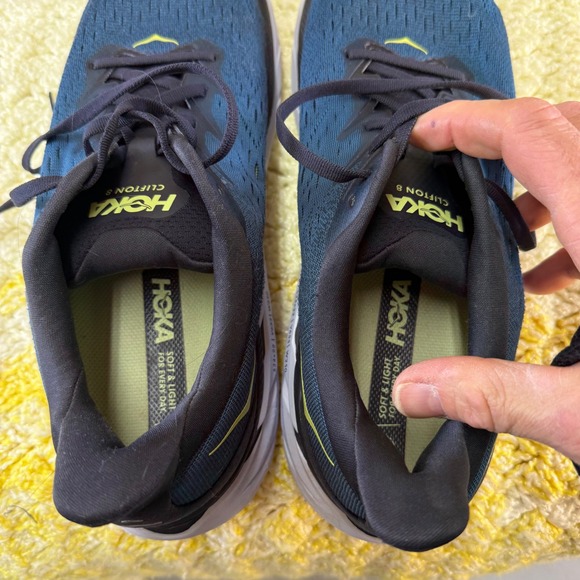Hoka One One Clifton 8 Wide Teal Yellow Men's Running Shoes Size 11 wide Nice! - Picture 13 of 16
